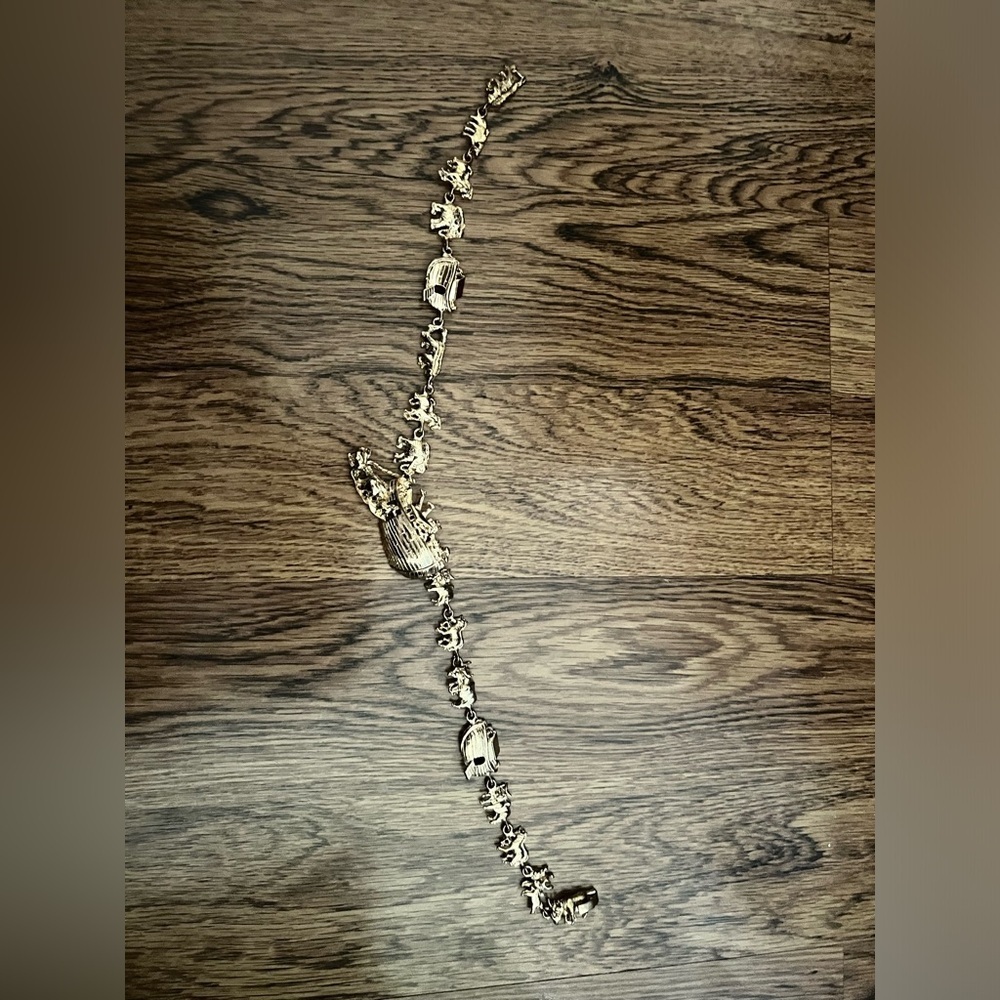 Vintage Plated Noah's Ark Charm Necklace 90s vtg animals ark Christian cross - Picture 14 of 16